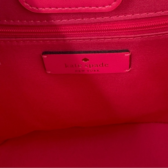 Kate Spade Cruise Gingham Medium Pink and Cream Woven Tote Bag
